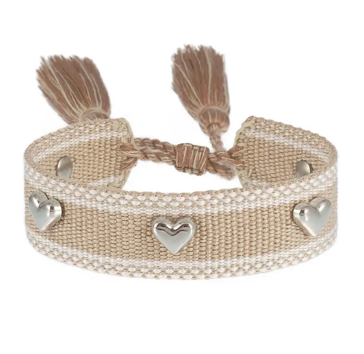 MY HEART woven bracelet - Nude/Silver